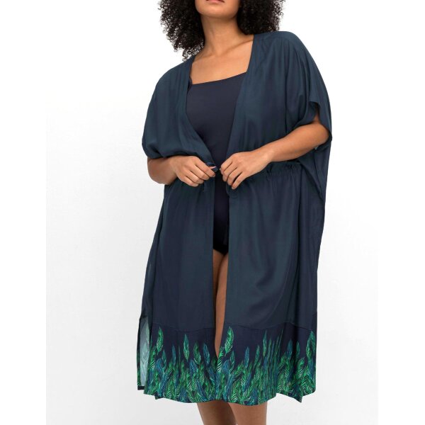 Strand-Kaftan mit Bordürendruck, marine