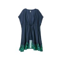 Beach caftan with print, navy