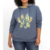 Marken-Hoodie mit floralem Frontdruck, indigo