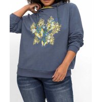 Bluza z kapturem z nadrukiem kwiatowym, indygo