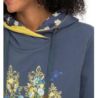Bluza z kapturem z nadrukiem kwiatowym, indygo