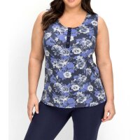 Jerseytop mit Blumendruck und Zierknopfleiste, marine