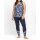 Jersey top with floral print and button border, navy