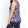 Jersey top with floral print and button border, navy