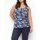 Jersey top with floral print and button border, navy