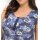 Jersey top with floral print and button border, navy