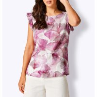 Lyocell-Blusentop, ecru-magenta-bedruckt