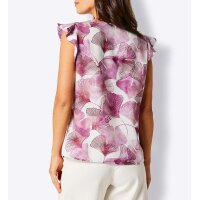 Lyocell-Blusentop, ecru-magenta-bedruckt