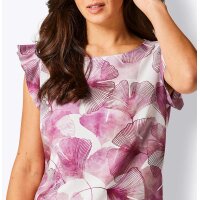 Lyocell-Blusentop, ecru-magenta-bedruckt
