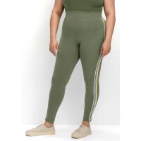 Leginsy z galonowymi paskami po bokach, khaki