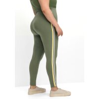 Leginsy z galonowymi paskami po bokach, khaki