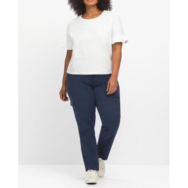 Cargohose mit Blumenstickerei, marine