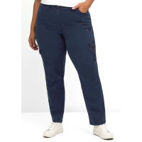 Cargohose mit Blumenstickerei, marine
