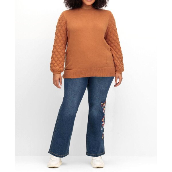 Bootcut-Jeans m. Blumenstickerei, blue Denim