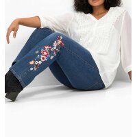 Bootcut-Jeans m. Blumenstickerei, blue Denim