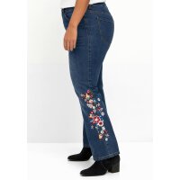 Bootcut-Jeans m. Blumenstickerei, blue Denim