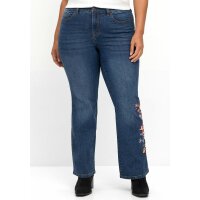 Bootcut-Jeans m. Blumenstickerei, blue Denim