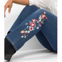 Bootcut-Jeans m. Blumenstickerei, blue Denim