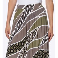 Spódnica z zakładkami z jerseyu, khaki/ciemny taupe