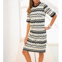 Freizeitkleid in Strick-Optik, schwarz-champagner