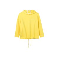 Hooded sweater with statement print, yellow