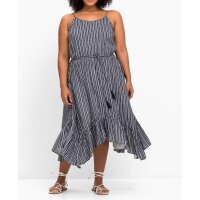 Strandkleid m.schwingendem Volantsaum, marine-gestreift