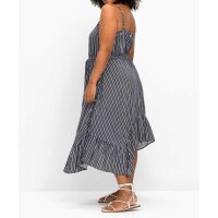 Strandkleid m.schwingendem Volantsaum, marine-gestreift