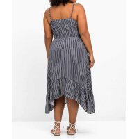 Strandkleid m.schwingendem Volantsaum, marine-gestreift