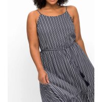 Strandkleid m.schwingendem Volantsaum, marine-gestreift