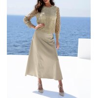 Satin-Stretchrock, beige