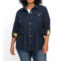 Leinen-Jacquardjacke m.Binderband, marine
