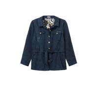 Leinen-Jacquardjacke m.Binderband, marine