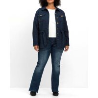 Linen jacquard jacket with tie band, navy