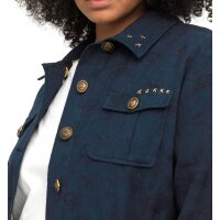 Linen jacquard jacket with tie band, navy