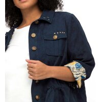 Linen jacquard jacket with tie band, navy