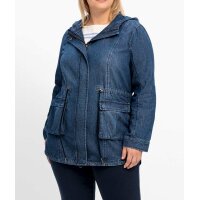 Denim parka with hood, blue denim