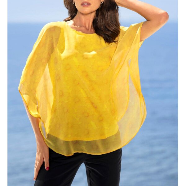 Georgettebluse m. eingenähtem Top, sonnengelb