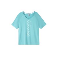 Cut-Outs-Shirt m. Wordingprint, aqua
