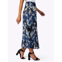 Georgette-Plisseerock, royalblau-schwarz-bedruckt