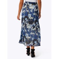 Georgette-Plisseerock, royalblau-schwarz-bedruckt