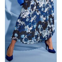 Georgette-Plisseerock, royalblau-schwarz-bedruckt
