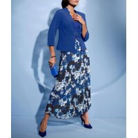 Georgette-Plisseerock, royalblau-schwarz-bedruckt