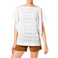 Chiffonbluse m. Stickerei, weiß