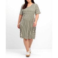 Jersey-Streifenkleid, hellkhaki-ecru