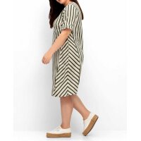Jersey striped dress, light khaki/ ecru