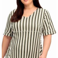 Jersey striped dress, light khaki/ ecru
