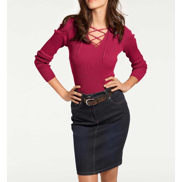 Designer-Rippenpullover, fuchsia