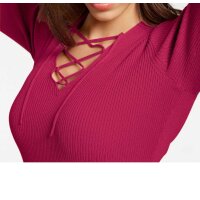 Designer-Rippenpullover, fuchsia
