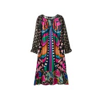 Maxi satin print dress, multicolour