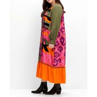 Marken-Maxi-Satin-Druckkleid, orange-bunt